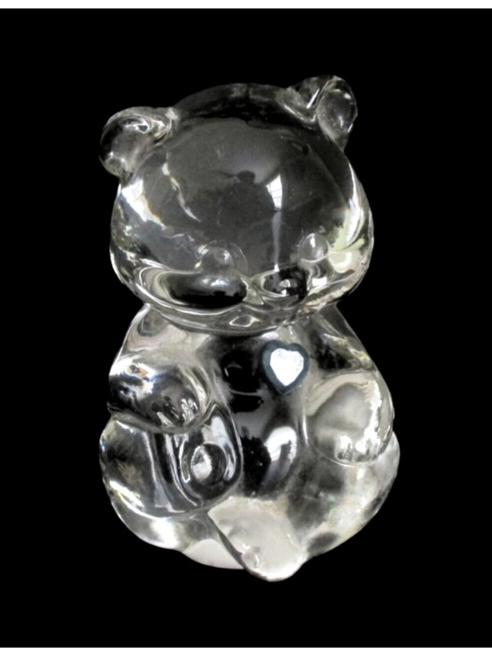 Vintage Fenton Birthstone Bear Figurine With Blue Heart 3.5" Tall